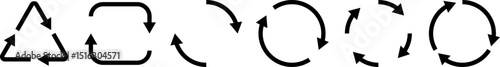 Minimal black arrow icons for recycling, rotation, and process flow. Perfect for eco, UI, loop, or refresh concepts. Isolated on transparent background