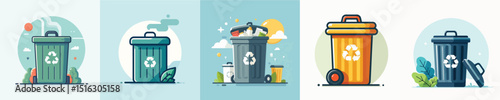 Vector of a trash bin.
