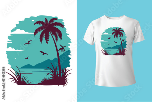 Summer T-Shirt Design – Tropical Beach Vibes, Sunshine Fun, and Vacation Style Graphic