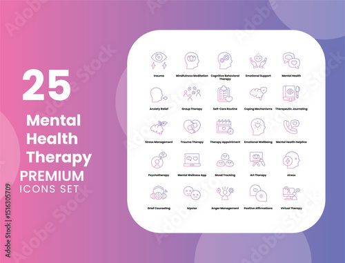 Mental Health Therapy Vector Icon Stock Illustration for Wellness, Counseling, and Emotional Support