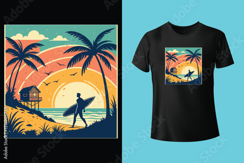 Summer T-Shirt Design – Tropical Beach Vibes, Sunshine Fun, and Vacation Style Graphic