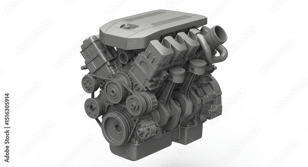 Fototapeta premium Detailed 3D Model of a V8 Engine