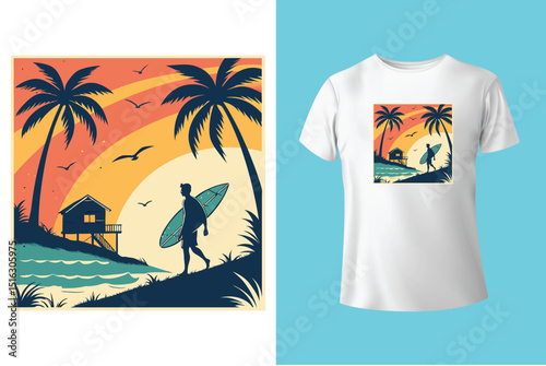 Summer T-Shirt Design – Tropical Beach Vibes, Sunshine Fun, and Vacation Style Graphic