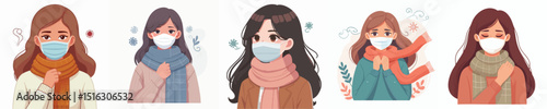 flu woman vector