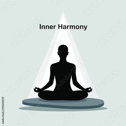 Silhouette of a person meditating in lotus position achieving inner harmony mindfulness and spiritual well being on a gray platform