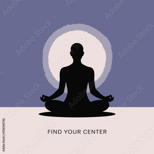 Silhouette of person in lotus position with glowing aura promoting mindfulness and finding inner peace for wellness and meditation practice