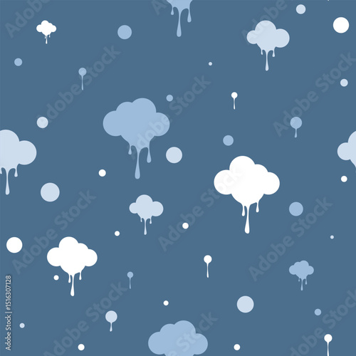 Abstract Blue Cloud Seamless Pattern