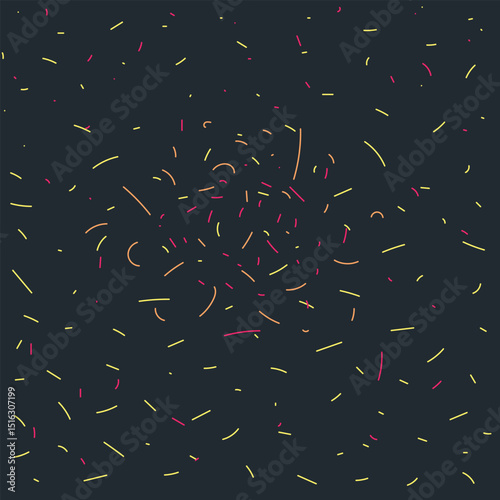 On a dark background, an imitation of fireworks or a sheaf of sparks.
