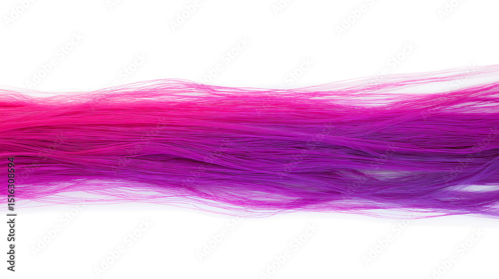 Obraz premium vibrant streak of magenta and purple hair isolated on white background
