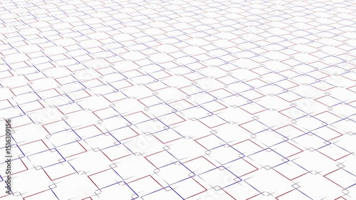 Abstract Geometric Pattern Background with Intersecting Lines and Squares in Blue Red and Gray
