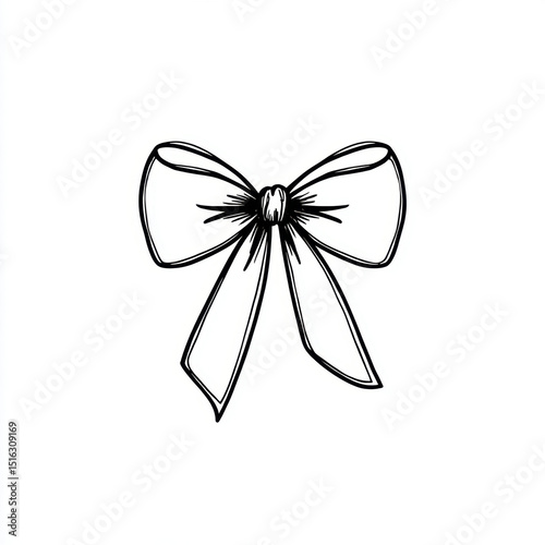 Elegant black line art of a decorative bow against a white background.
