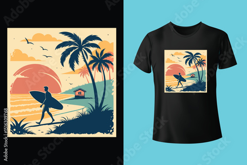 Summer T-Shirt Design – Beach Vibes, Tropical Sunshine, and Vacation Graphic Tee
