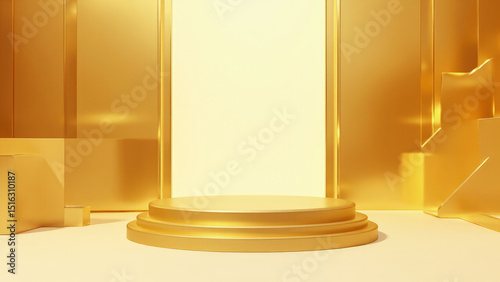 Elegant gold podium abstract background display