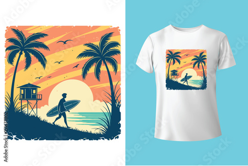 Summer T-Shirt Design – Beach Vibes, Tropical Sunshine, and Vacation Graphic Tee