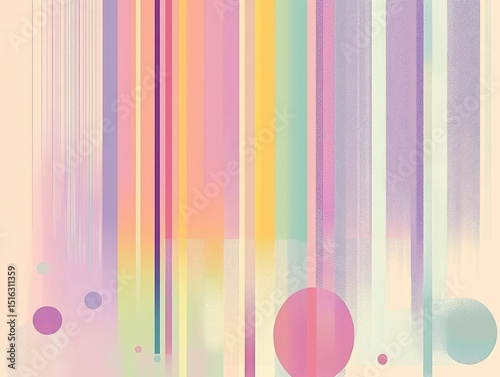 Abstract vertical stripes with pastel colors and circles