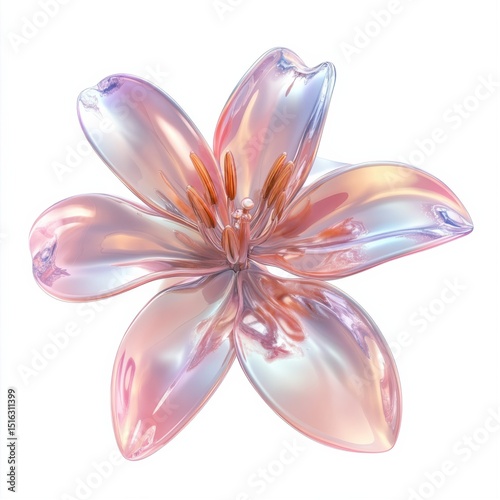 Beautiful shimmering flower with iridescent colors on a white background