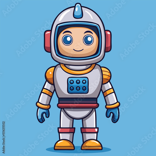 Cute Astronaut Robot in Space