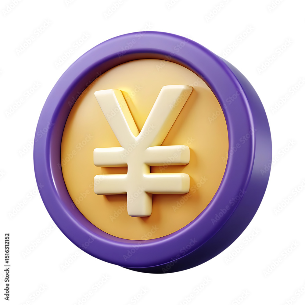 Obraz premium 3d render of a japanese yen currency symbol