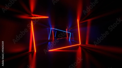 Blue and Orange Fantasy Tunnel of Neon Sections Background VJ Loop in 4K