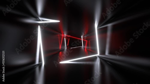 Red and White Fantasy Tunnel of Neon Sections Background VJ Loop in 4K
