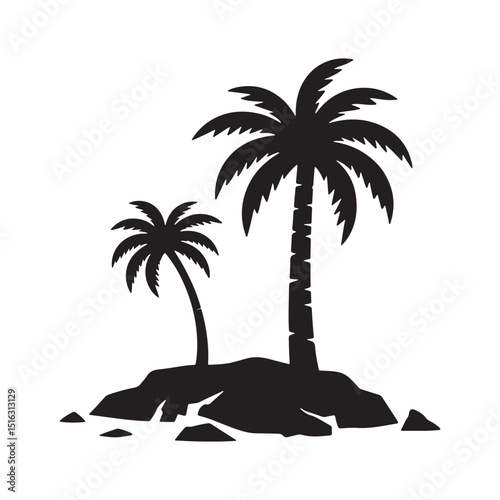 silhouette of a tropical island vector