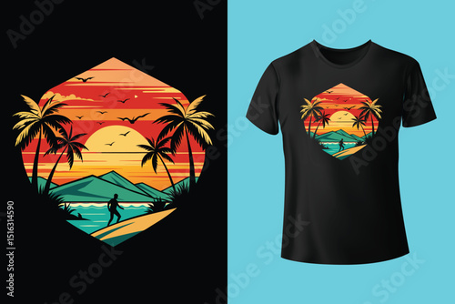 Summer T-Shirt Design – Tropical Beach, Sunshine, and Vacation Vibes Graphic Tee