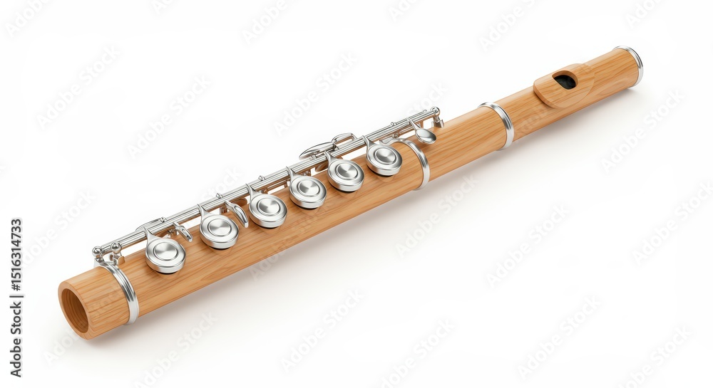 Naklejka premium Wooden Flute: A Classic Musical Instrument