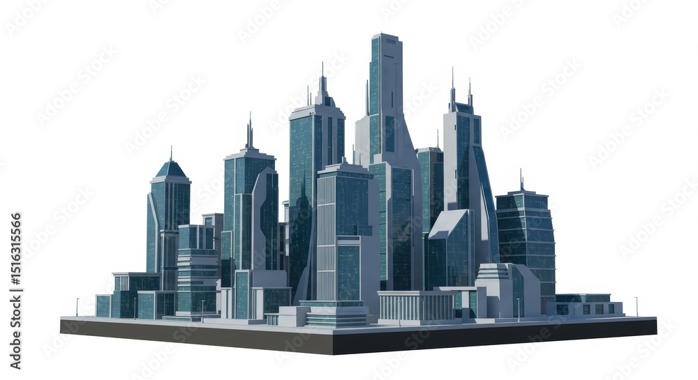 Obraz premium Futuristic Cityscape: A 3D Render of a Modern Metropolis