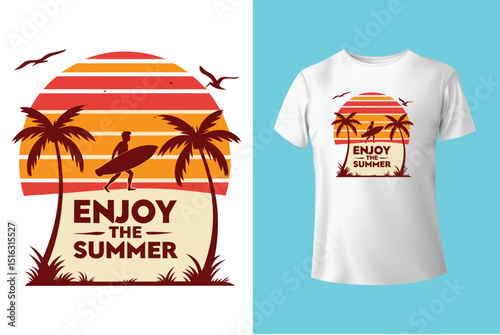Summer T-Shirt Design – Tropical Beach, Sunshine, and Vacation Vibes Graphic Tee