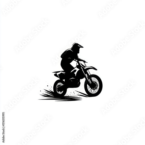 Silhouette of a male motocross rider performing a jump on a dirt bike.