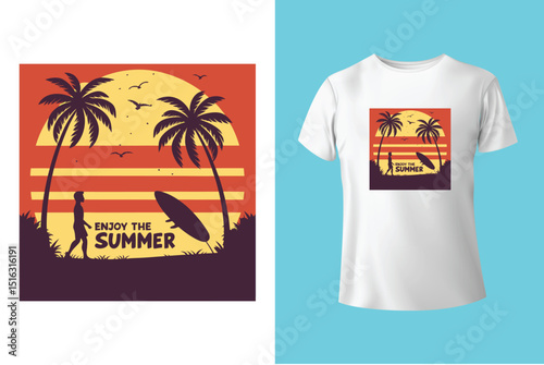 Summer T-Shirt Design – Bright Beach Vibes, Tropical Sun, and Vacation Fun Graphic Tee