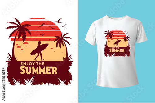 Summer T-Shirt Design – Bright Beach Vibes, Tropical Sun, and Vacation Fun Graphic Tee