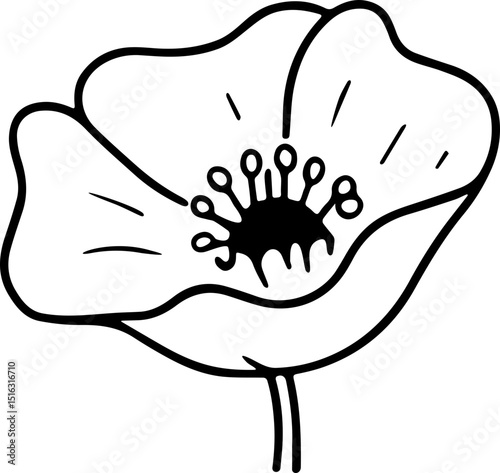 POPPY FLOWER VECTOR TRANSPARENT ICONS