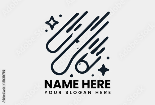 Stylized line art icon depicting two meteors streaking across the sky with surrounding stars and sparkles. Space concept