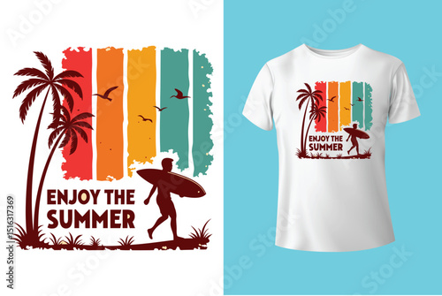 Summer T-Shirt Design – Bright Beach Vibes, Tropical Sun, and Vacation Fun Graphic Tee