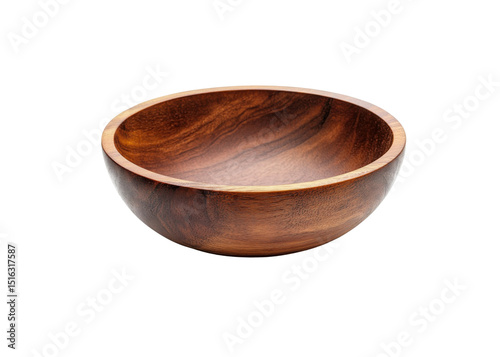 Empty wooden bowl isolated on transparent background