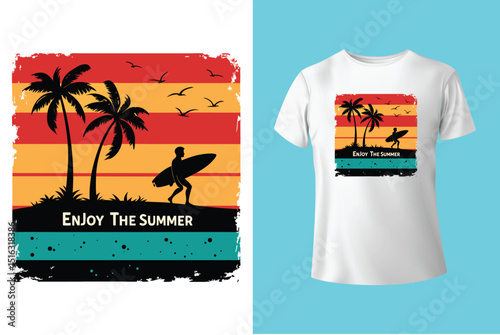 Summer T-Shirt Design – Bright Beach Vibes, Tropical Sun, and Vacation Fun Graphic Tee