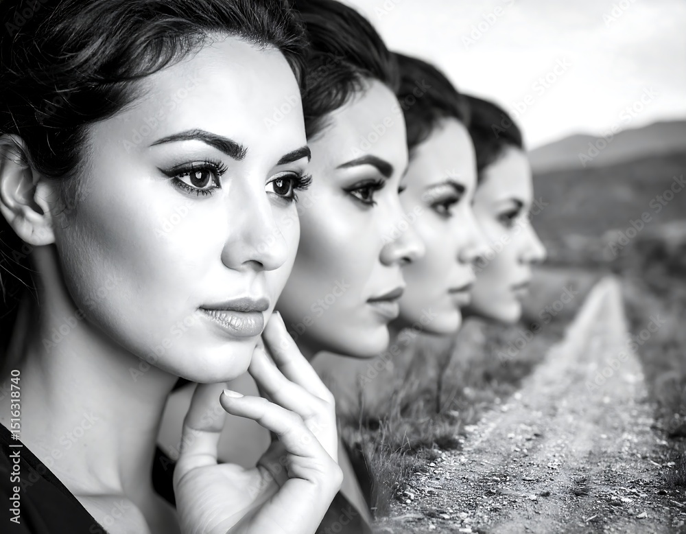 Fototapeta premium Black and white models, thoughtful pose