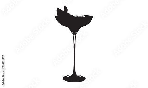 Silhouette of a Refreshing Cocktail with Lime Slice, Mocktail Drink Silhouette