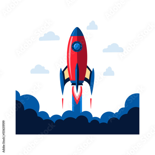 vector illustration of a dynamic startup rocket launch