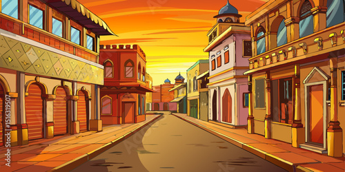 Lahore Street Serenity – Flat Vector Vibe Animation Background