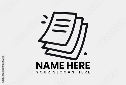 Stack of three documents with lines, representing paperwork, reports, or office files. Business concept