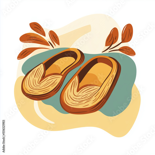 vector illustration of a straw shoes