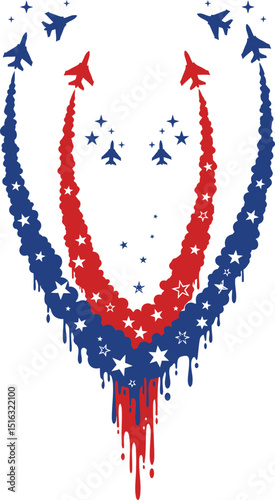 Patriotic Jet Smoke Trail Art
