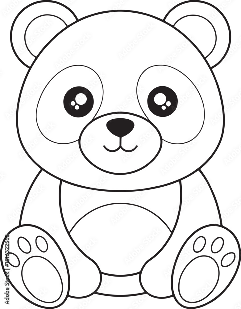 Obraz premium A cute baby panda animal sketch for children to color a simple and adorable drawing