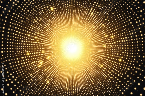 Bright golden burst of light radiating from the center in a vibrant display of energy and movement