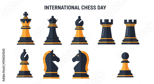 Chess pieces on International Chess Day