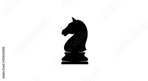 Black chess knight silhouette on white background
