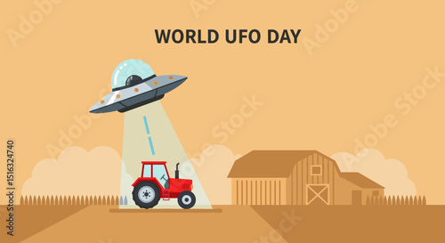 UFO beaming tractor on farm for World UFO Day