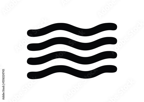 Simple black and white stylized wave symbol representing water or oceanic movement